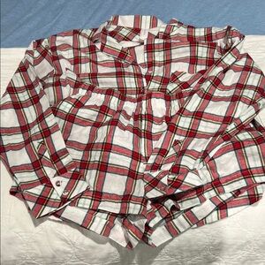 Red Plaid Button-Up Shirt